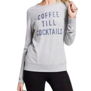 Grayson Thread 'Coffee Till Cocktails' Gray Long Sleeve Sweatshirt (Small)